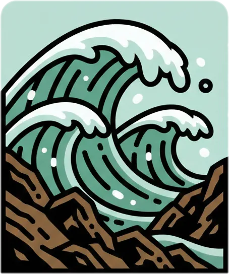 Illustration of the root word "alon" (wave)