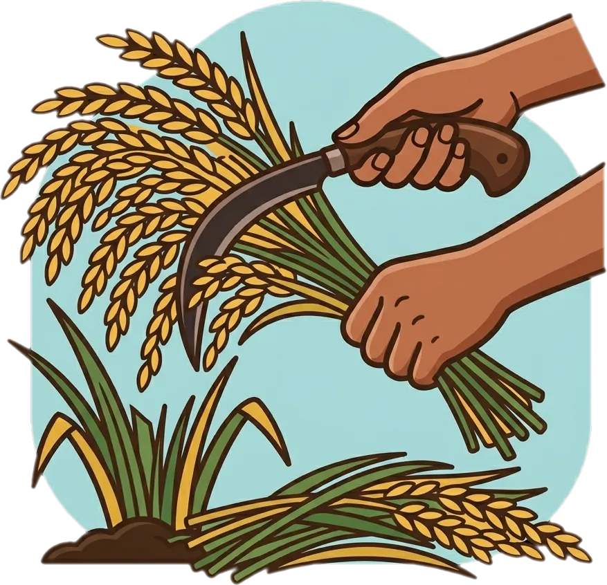 Illustration of "anihin" (to harvest)