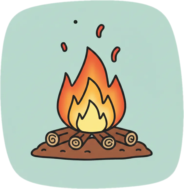 Illustration of the root word "apoy" (fire)