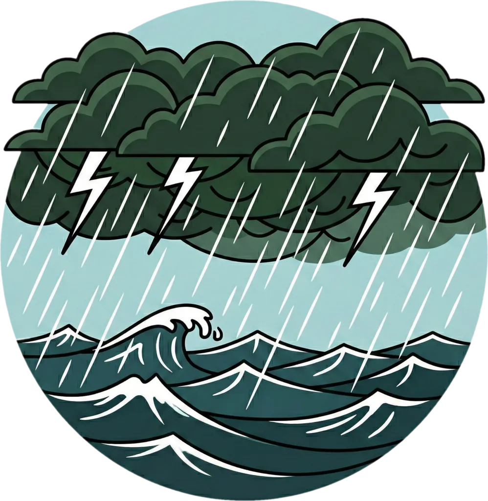 Illustration of the root word "bagyo" (typhoon; storm)