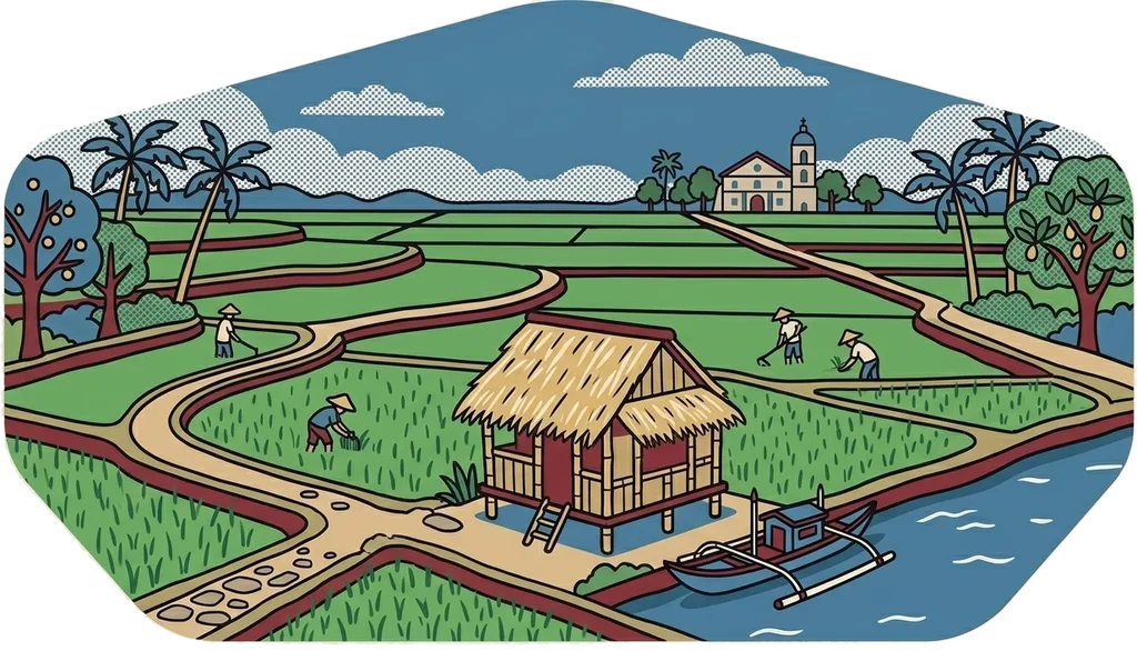 Illustration of "bukid" (farm; field; countryside)