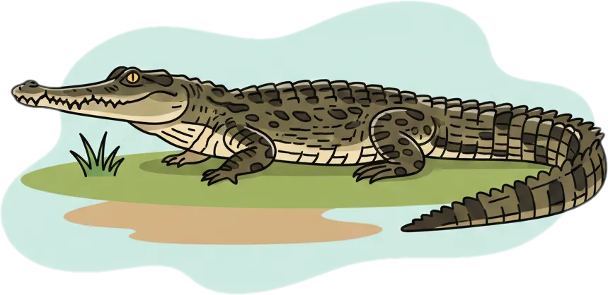 Illustration of the root word "buwaya" (crocodile)