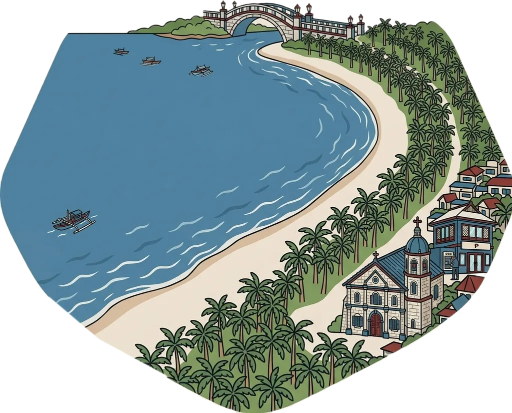 Illustration of the root word "dalampasigan" (seashore; beach)