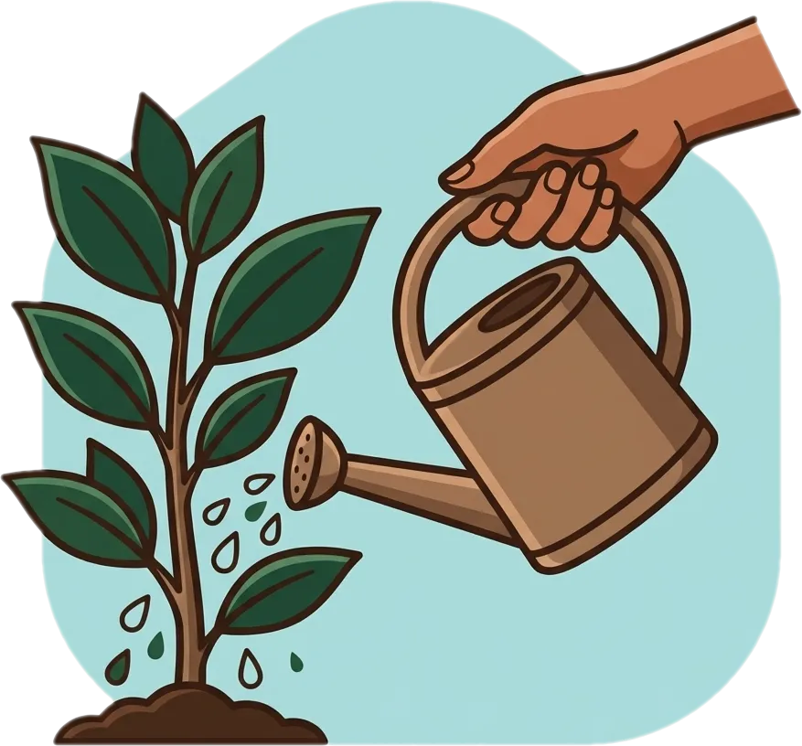 Illustration of "diligan" (to water)
