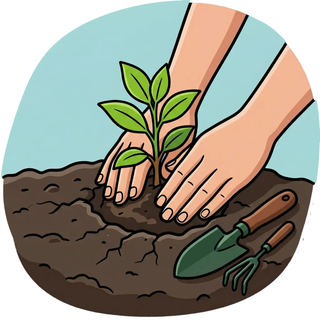 Illustration of "itanim" (to plant something)