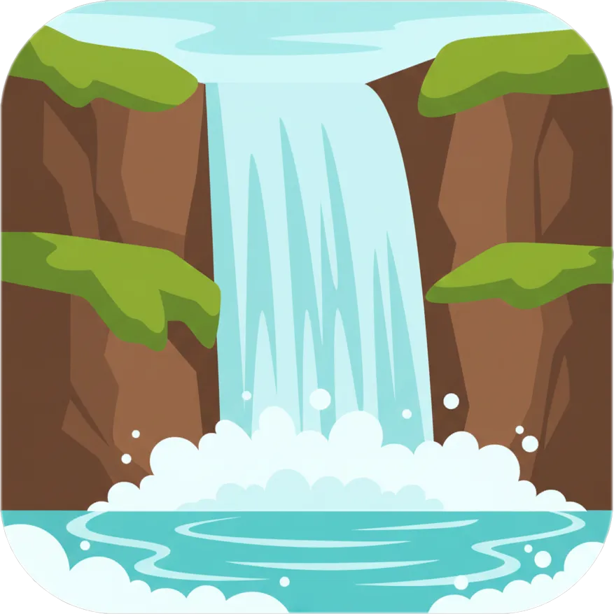 Illustration of the root word "talon" (waterfall; jump)