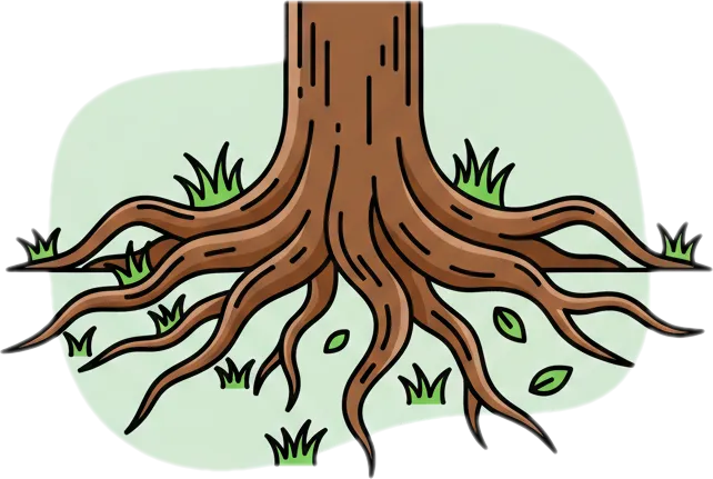 Illustration of the root word "ugat" (root; origin)