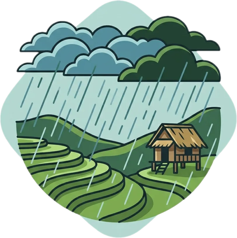 Illustration of the root word "ulan" (rain)