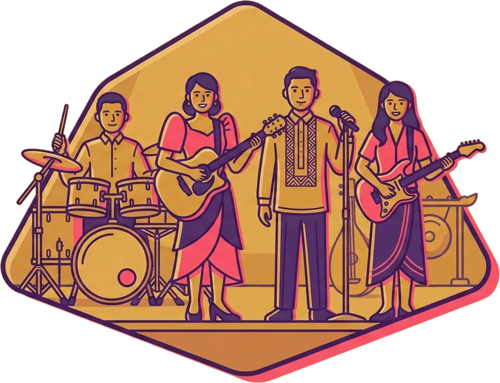 Illustration of the root word "banda" (musical band)