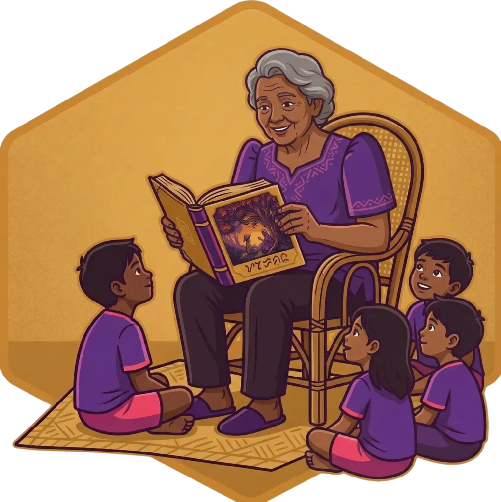 Illustration of "kwento" (story)