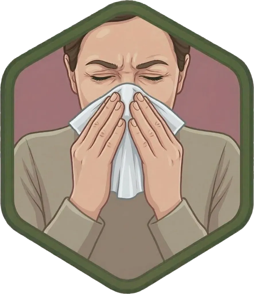Illustration of "bumahing" (to sneeze)