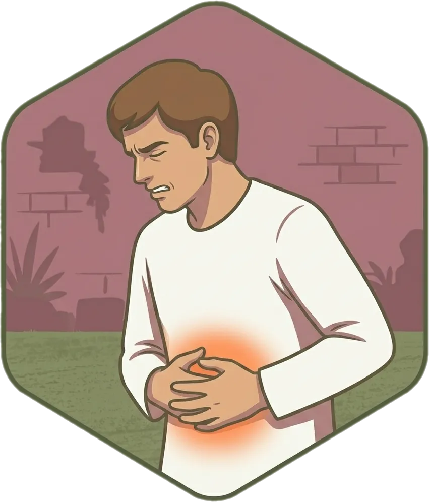 Illustration of "gutom" (hungry; hunger)