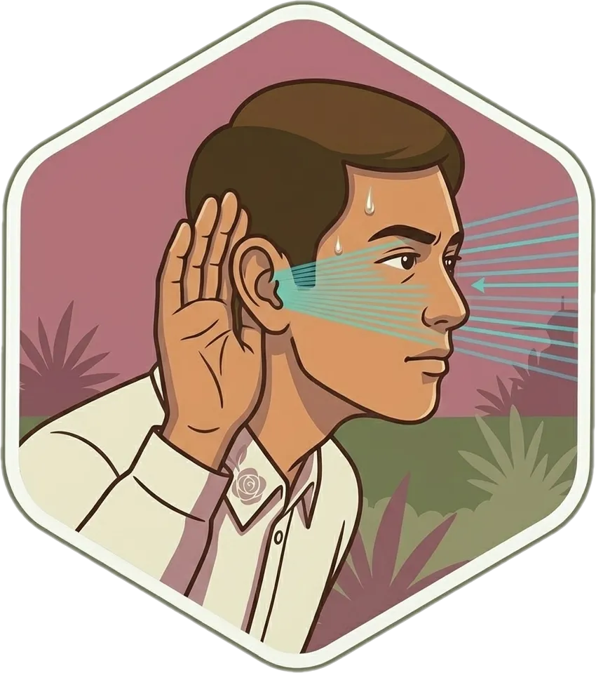 Illustration of "makinig" (to listen)