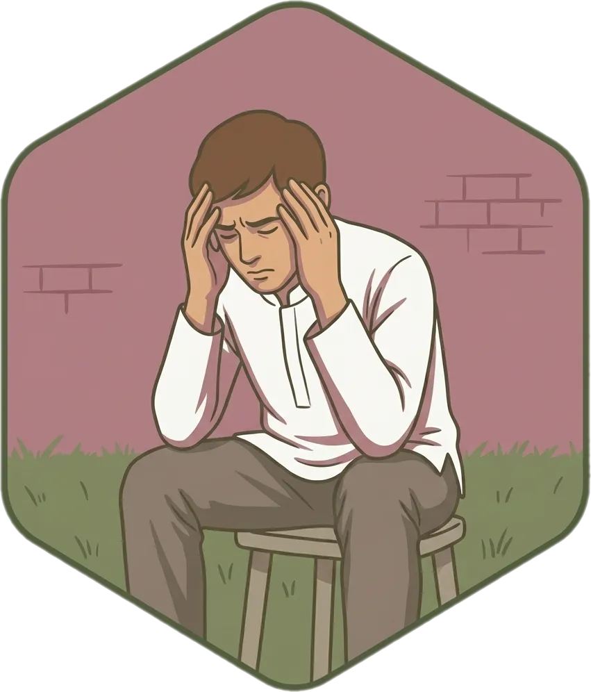 Illustration of "sakit" (pain; illness)
