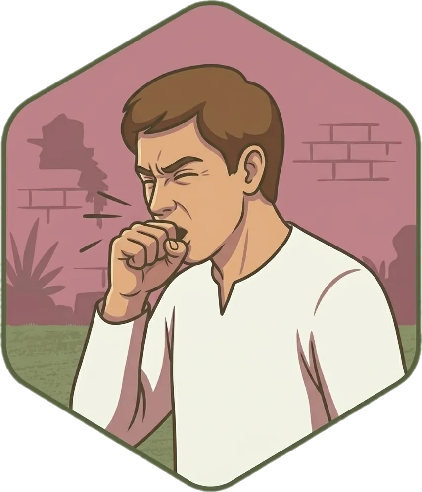 Illustration of the root word "ubo" (cough)