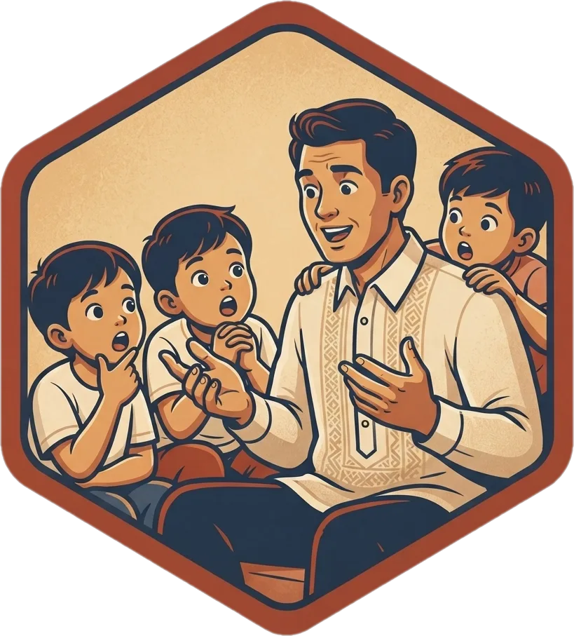 Illustration of "ikwento" (to tell a story)