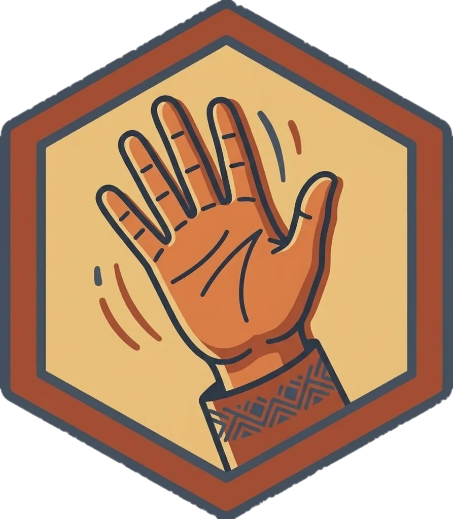 Illustration of "kumaway" (to wave)