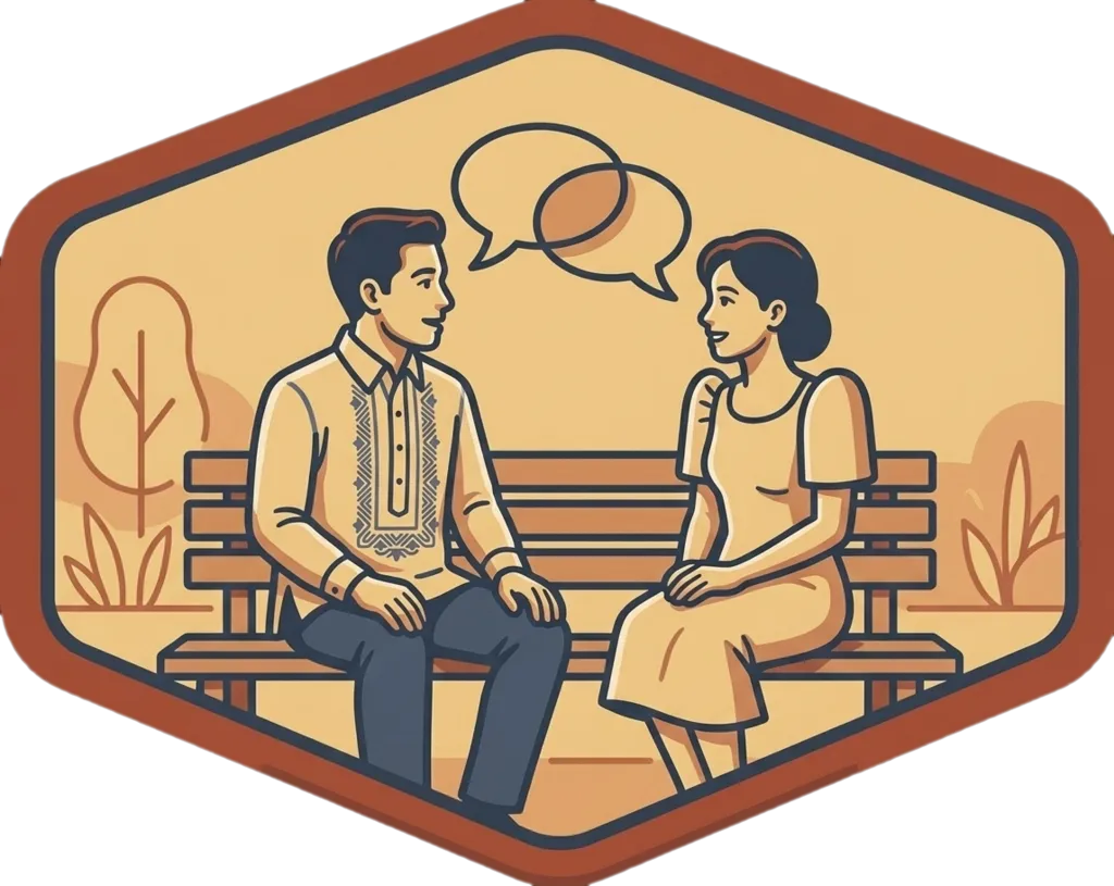 Illustration of "makipag-usap" (to talk with someone)