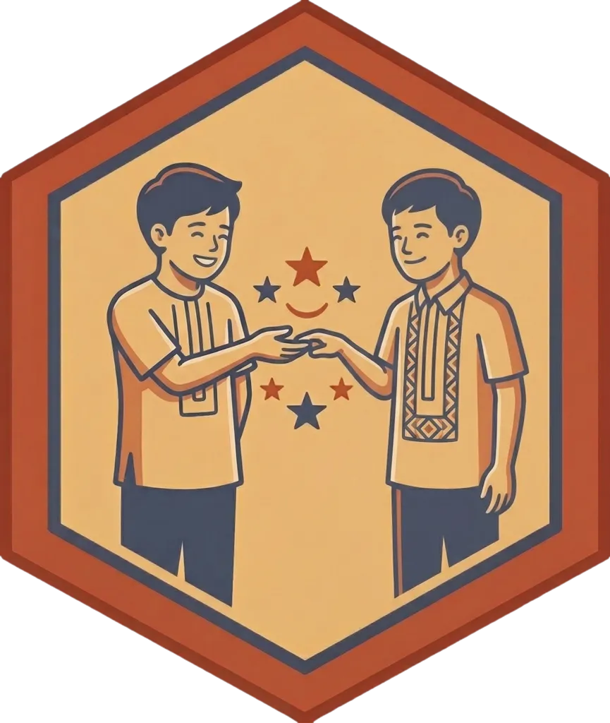 Illustration of "makipagkaibigan" (to make friends with)