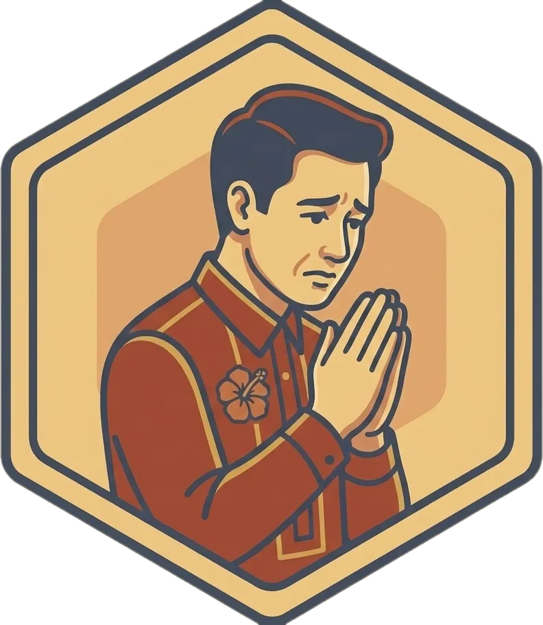Illustration of "pasensya" (patience; apology)
