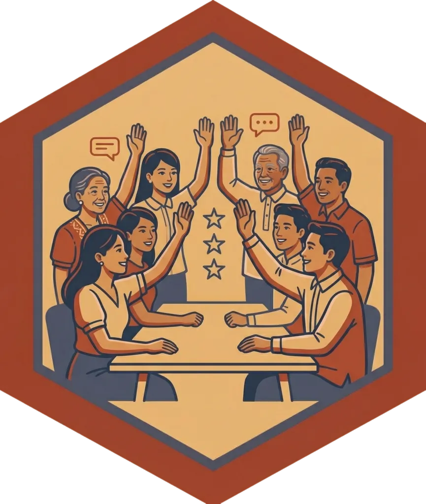 Illustration of "sang-ayon" (agreeing)
