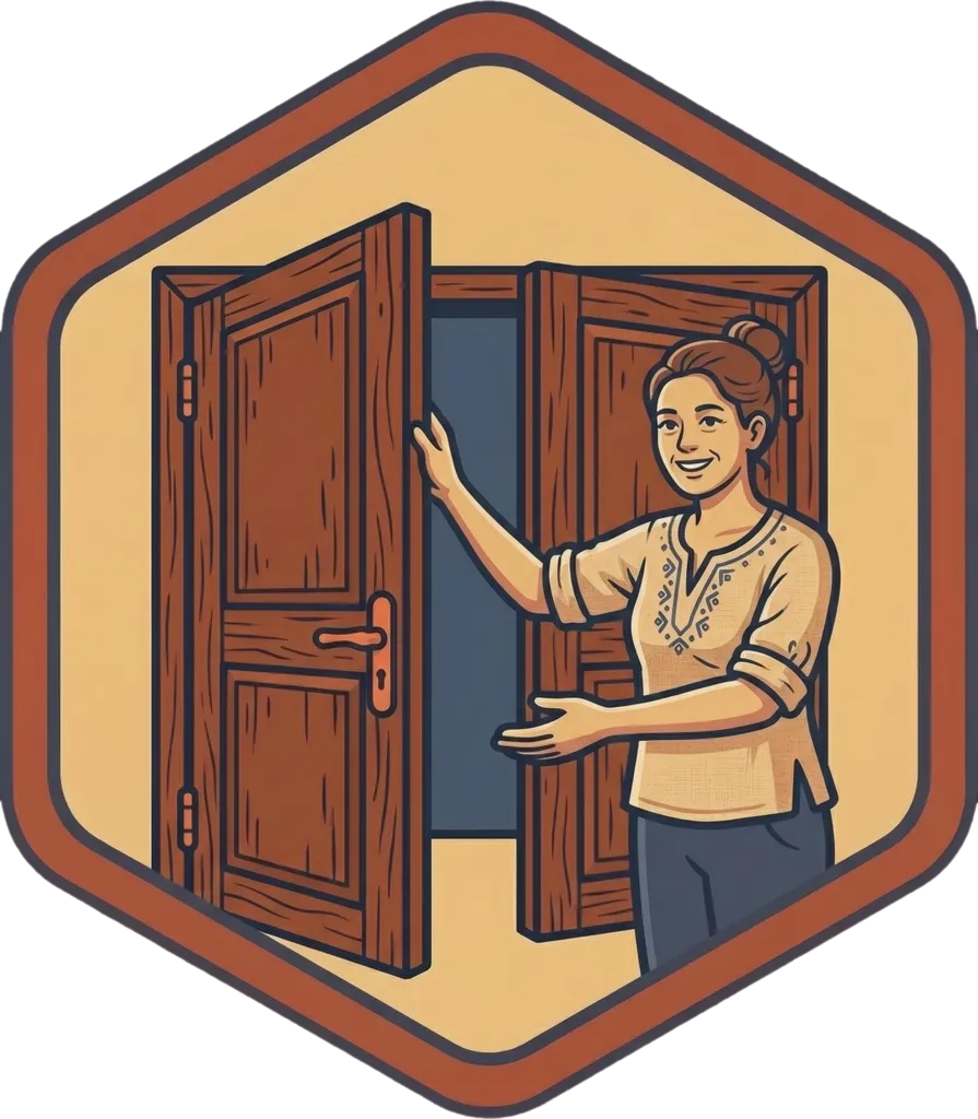 Illustration of the root word "tuloy" (come in; proceed)