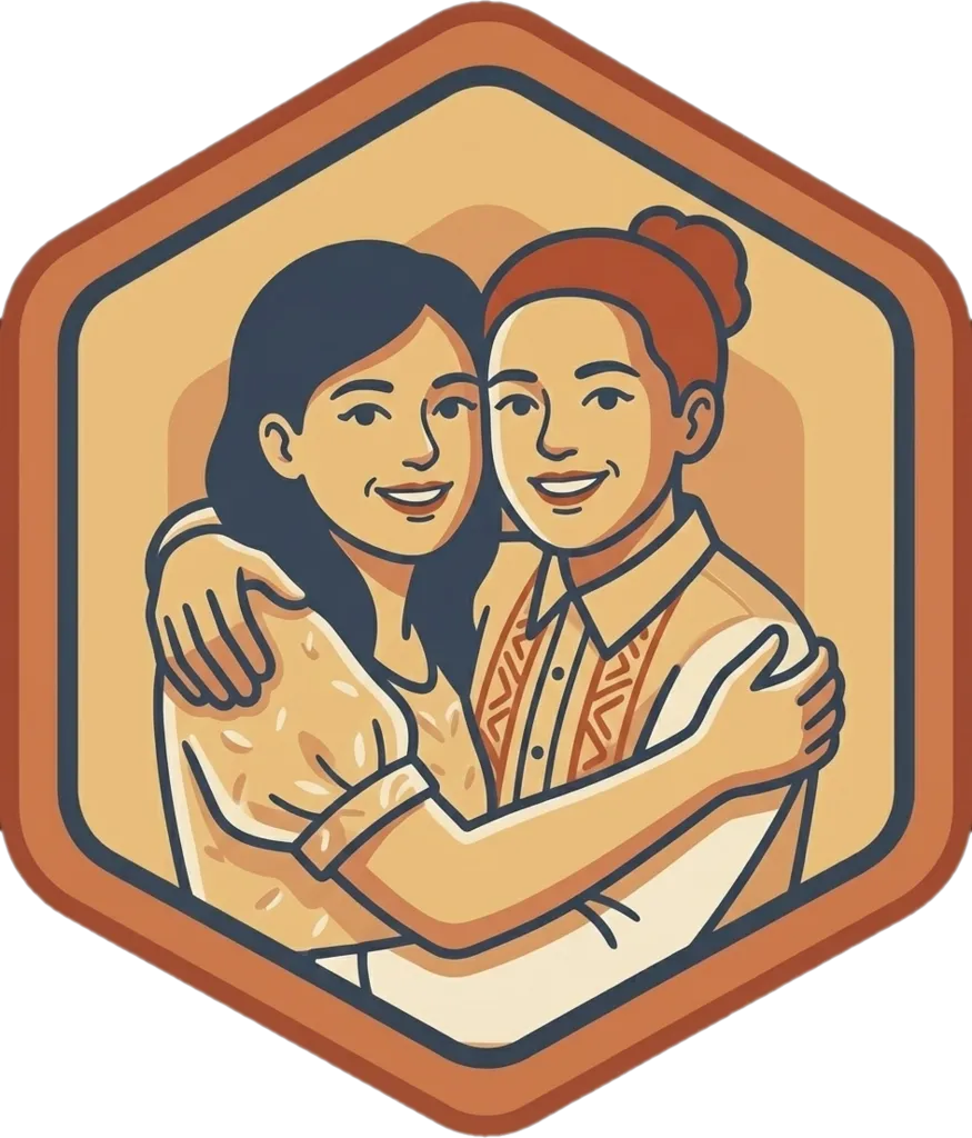 Illustration of "yakapin" (to hug)