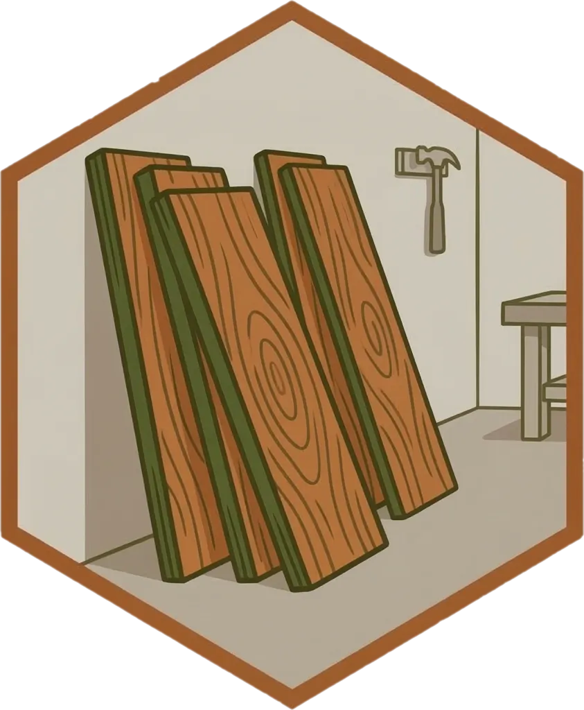 Illustration of the root word "kahoy" (wood; lumber)
