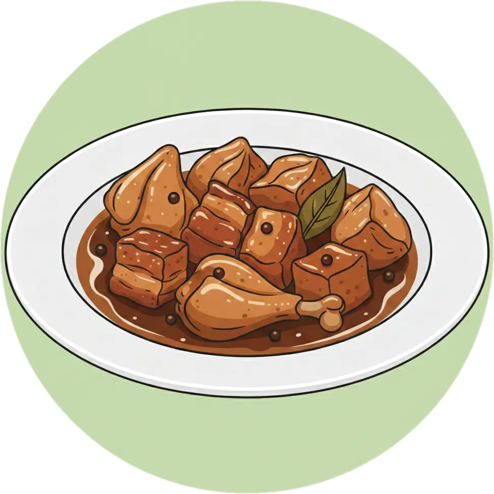 Illustration of the root word "adobo" (Filipino braised meat dish)