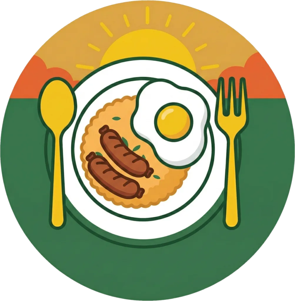 Illustration of the root word "almusal" (breakfast)
