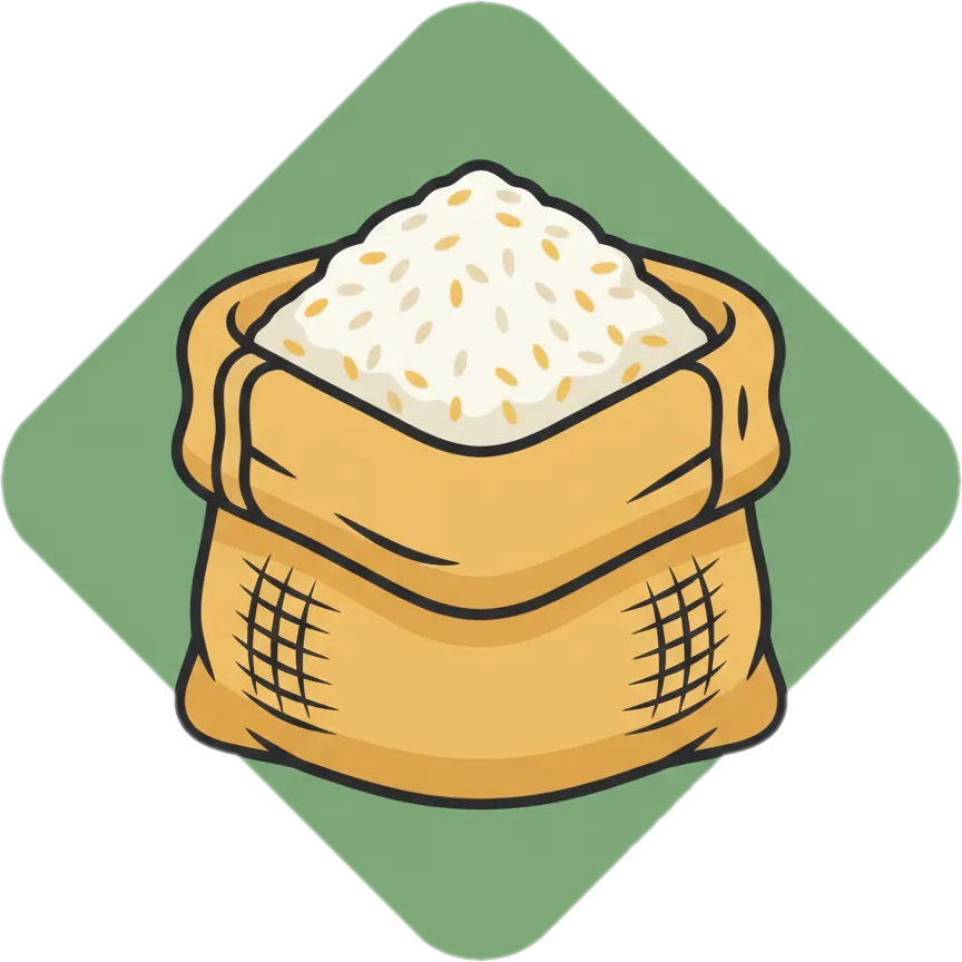 Illustration of the root word "bigas" (uncooked rice)