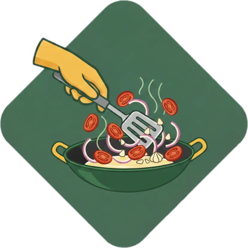 Illustration of "gisahin" (to sauté)