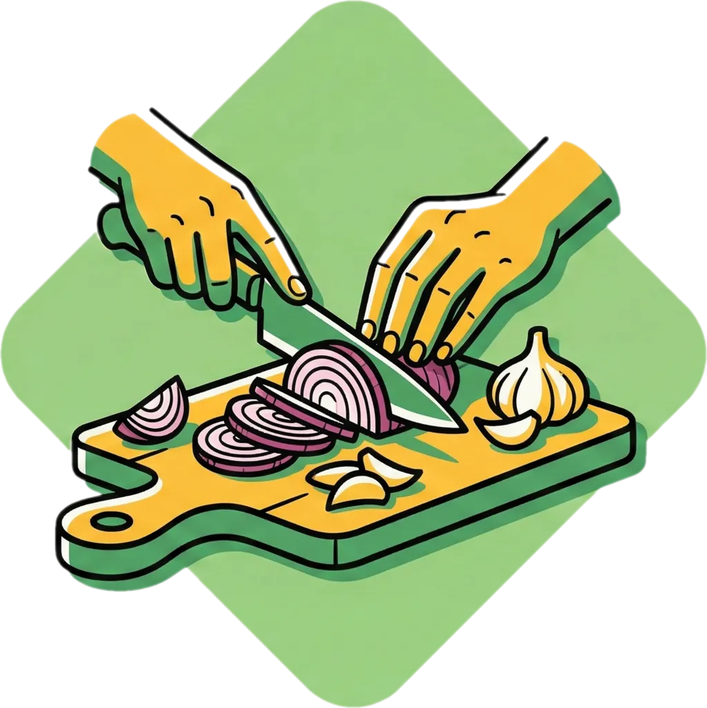 Illustration of "hiwain" (to slice)