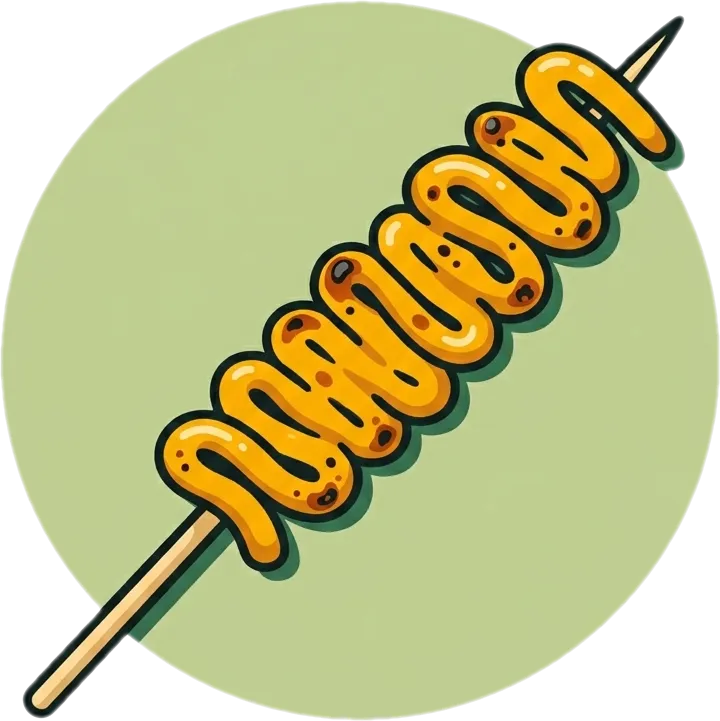 Illustration of the root word "isaw" (grilled chicken or pig intestines)