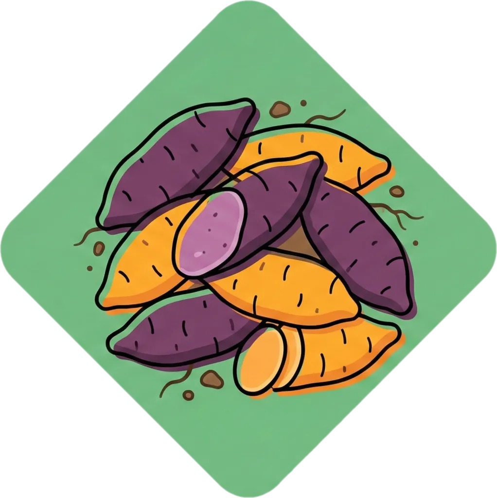 Illustration of the root word "kamote" (sweet potato)