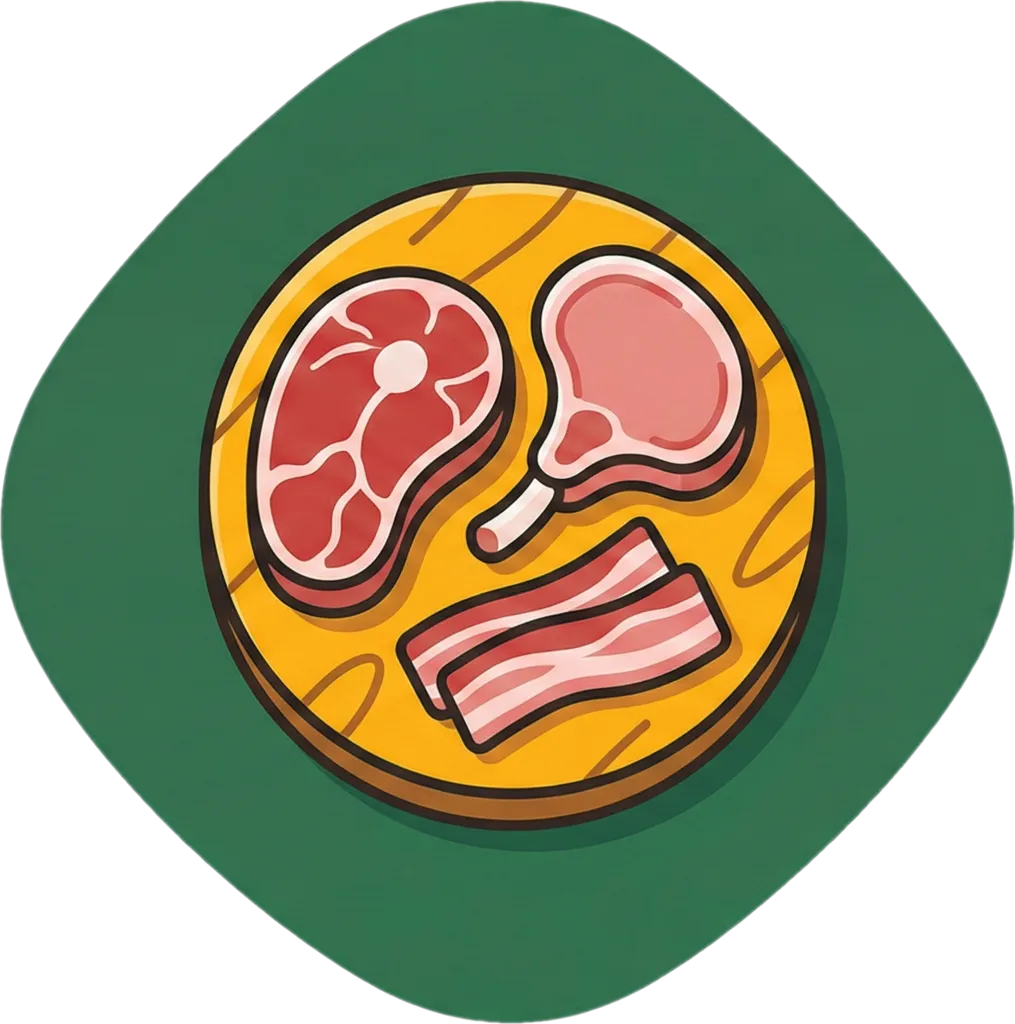 Illustration of the root word "karne" (meat)
