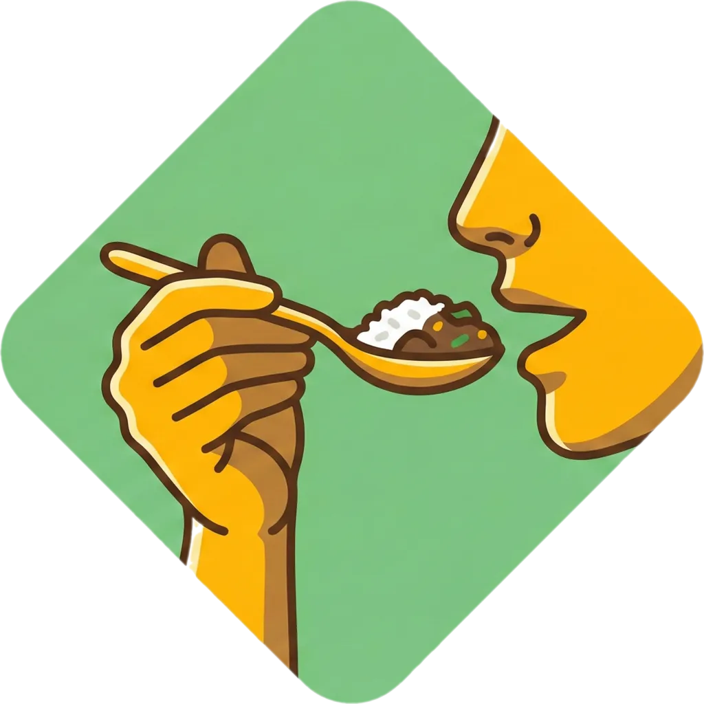 Illustration of "kumain" (to eat)