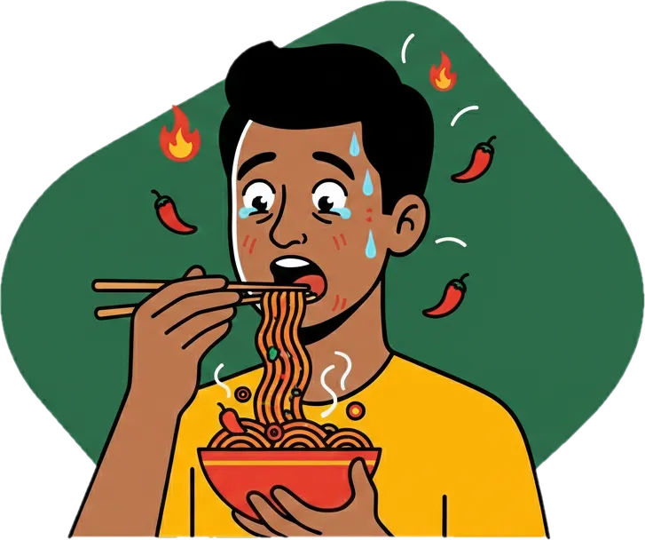Illustration of "maanghang" (spicy)