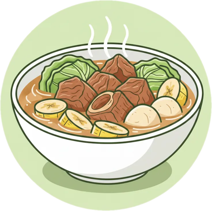 Illustration of "nilaga" (boiled meat soup)