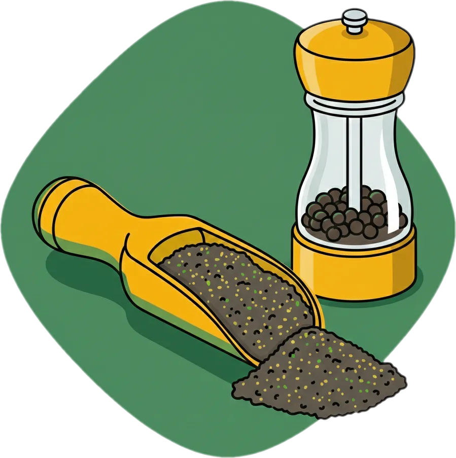 Illustration of the root word "paminta" (black pepper)