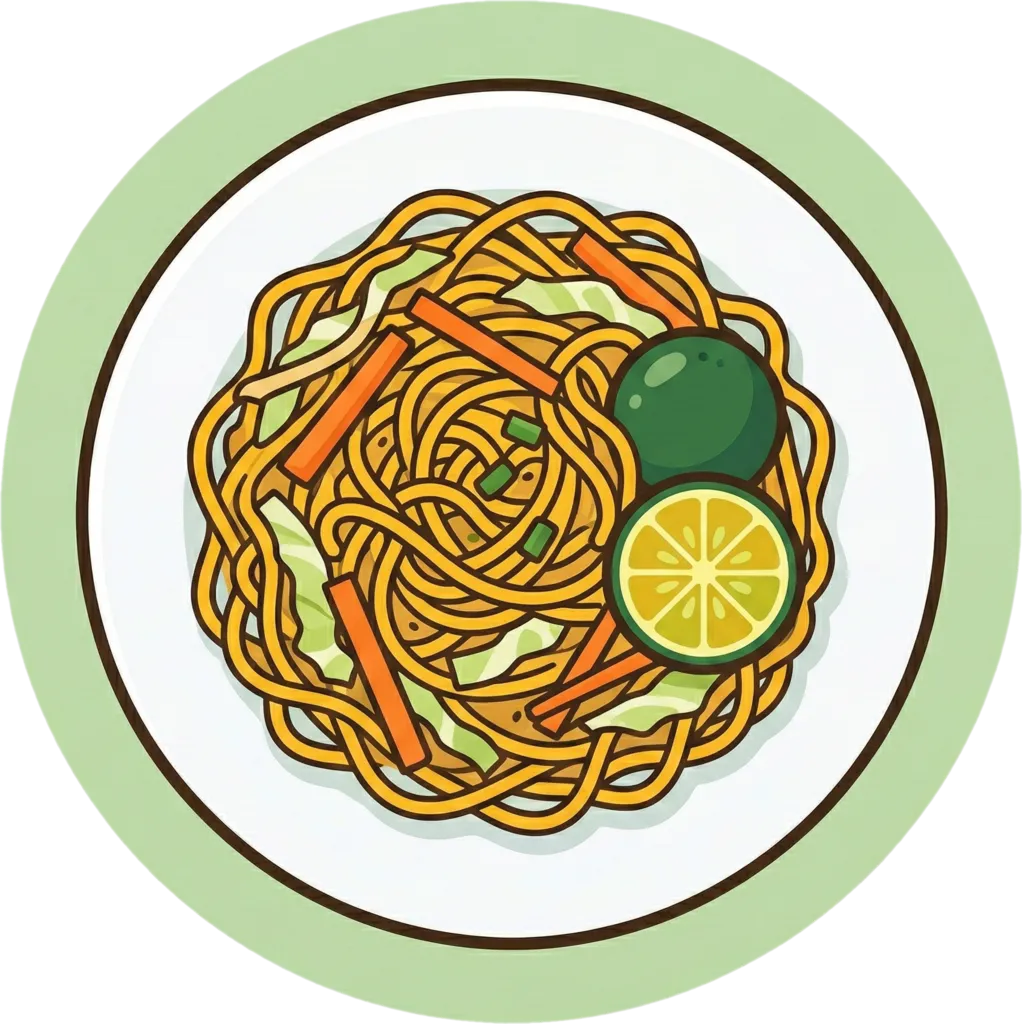 Illustration of the root word "pansit" (noodles)