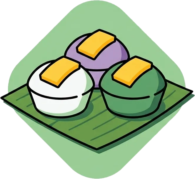 Illustration of the root word "puto" (steamed rice cake)