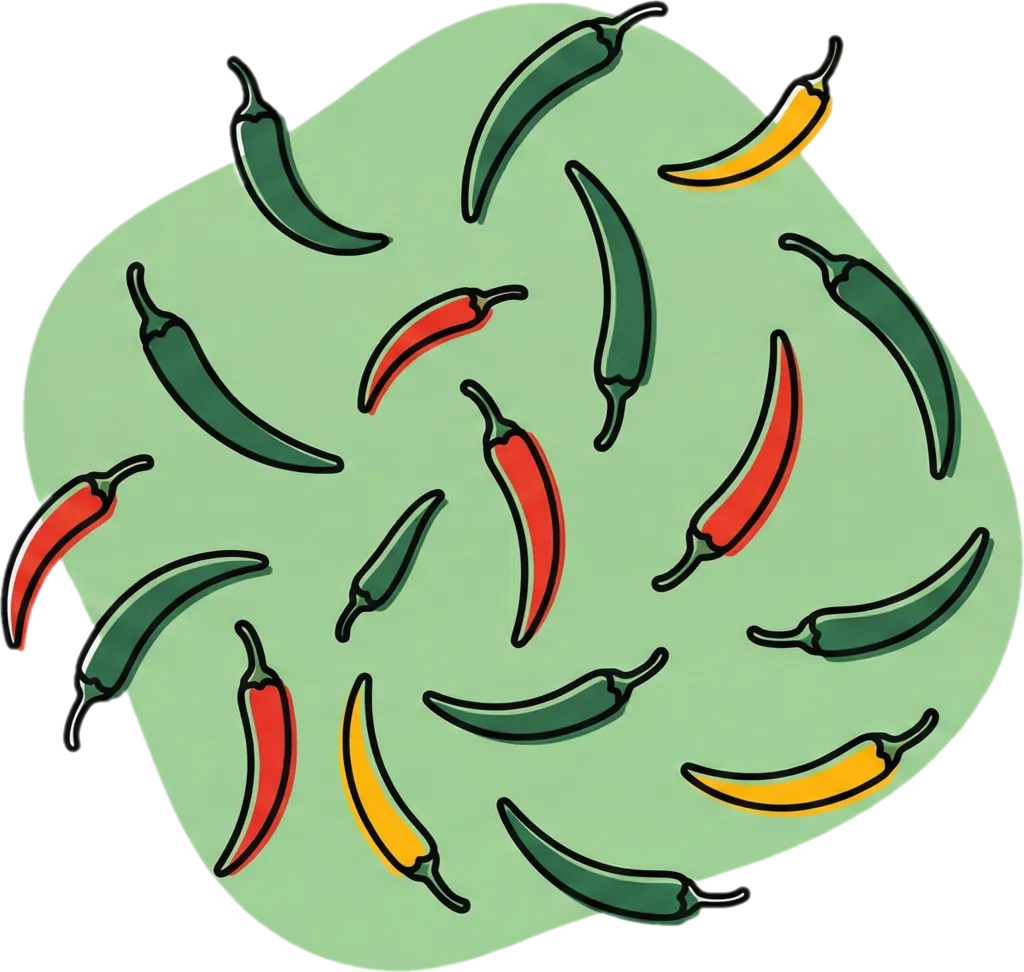 Illustration of the root word "sili" (chili pepper)