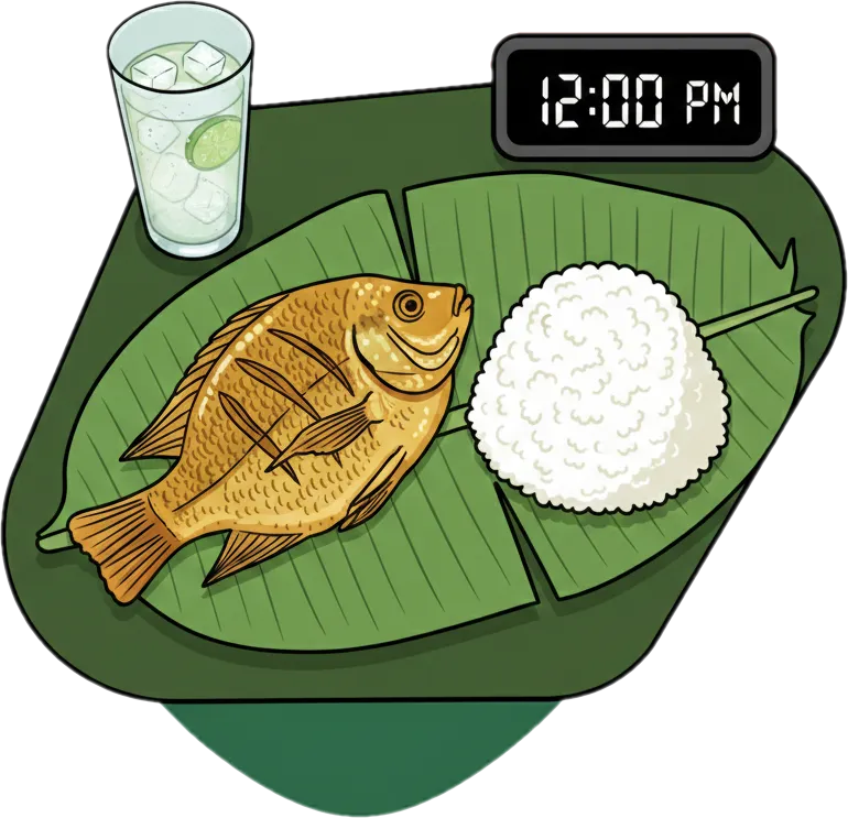 Illustration of "tanghalian" (lunch)