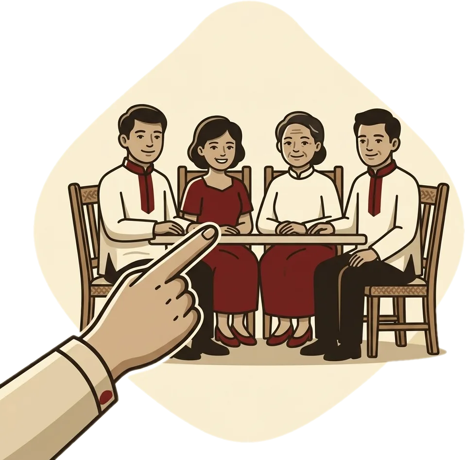 Illustration of "ninyo" (your (plural); by you (plural))