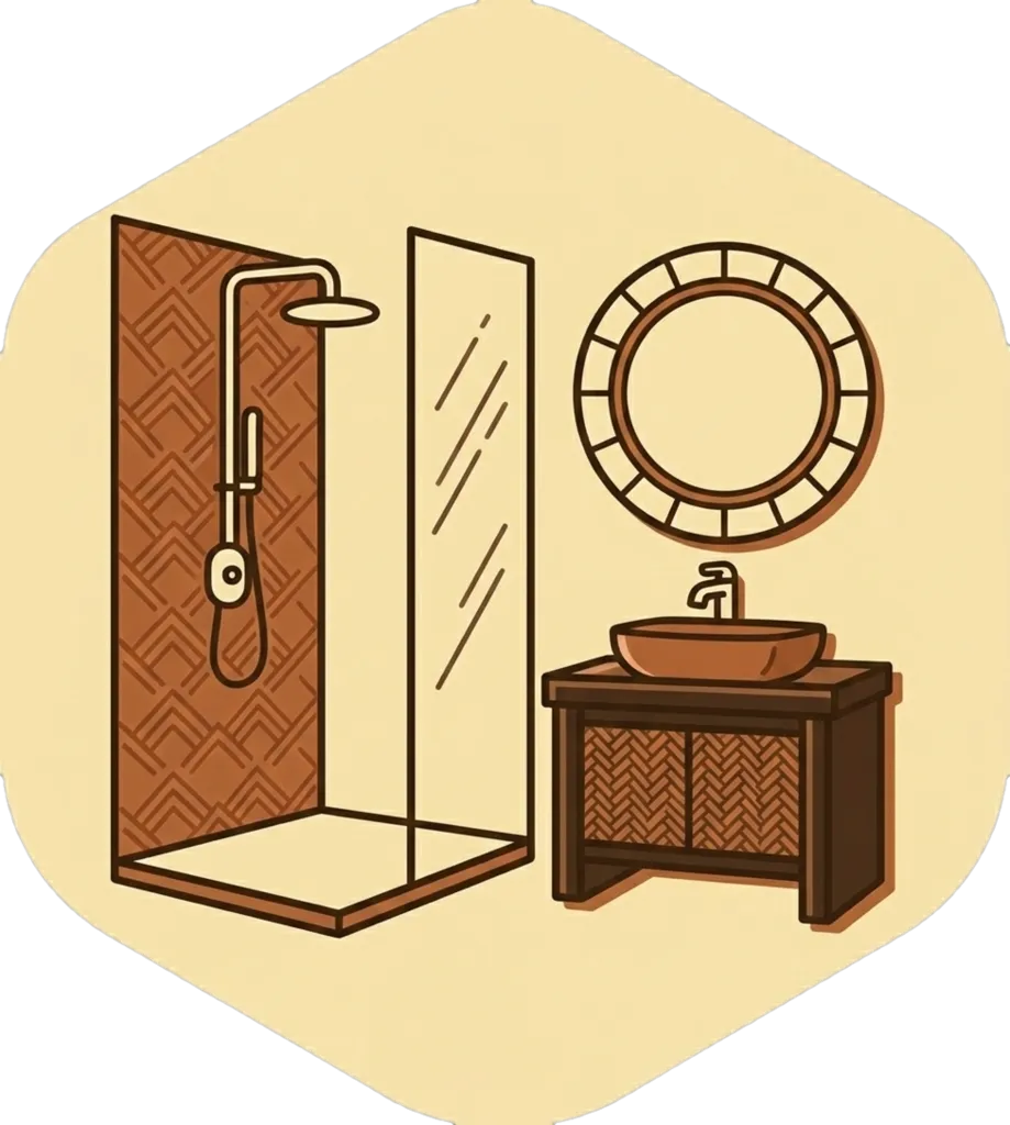 Illustration of the root word "banyo" (bathroom)