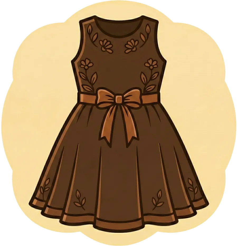 Illustration of the root word "bestida" (dress (clothing))