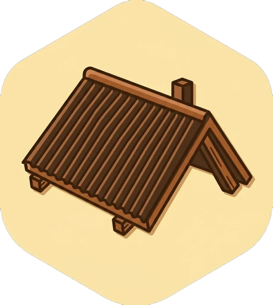 Illustration of the root word "bubong" (roof)