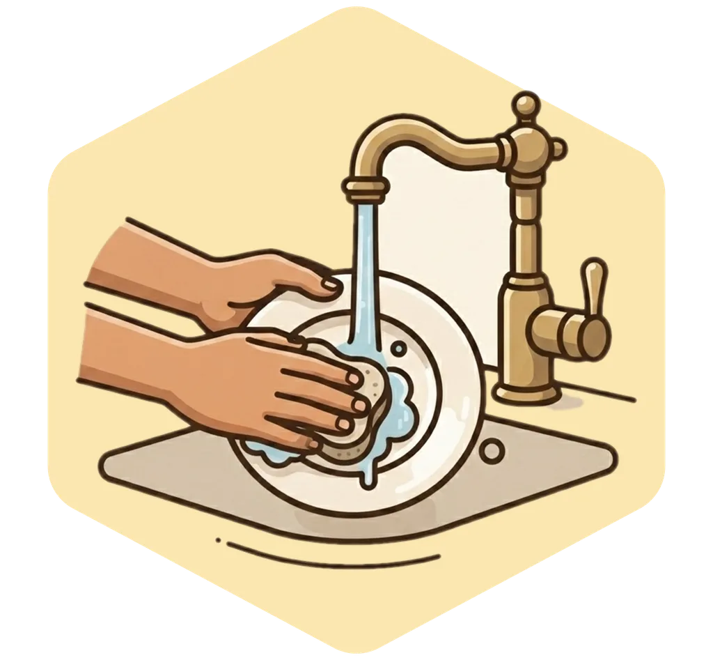 Illustration of "hugasan" (to wash)