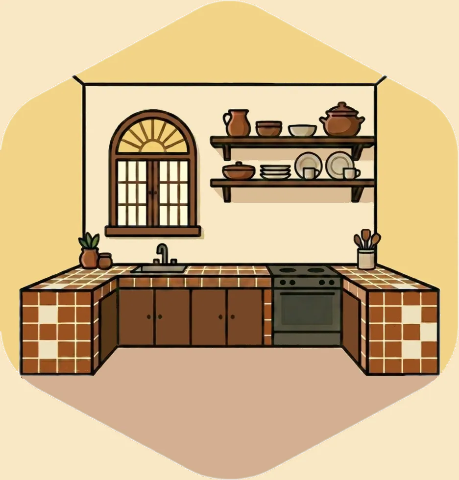 Illustration of the root word "kusina" (kitchen)